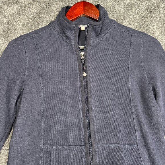T by Talbots Jacket Womens P Full Zip Blue Knit Pockets - Picture 3 of 7
